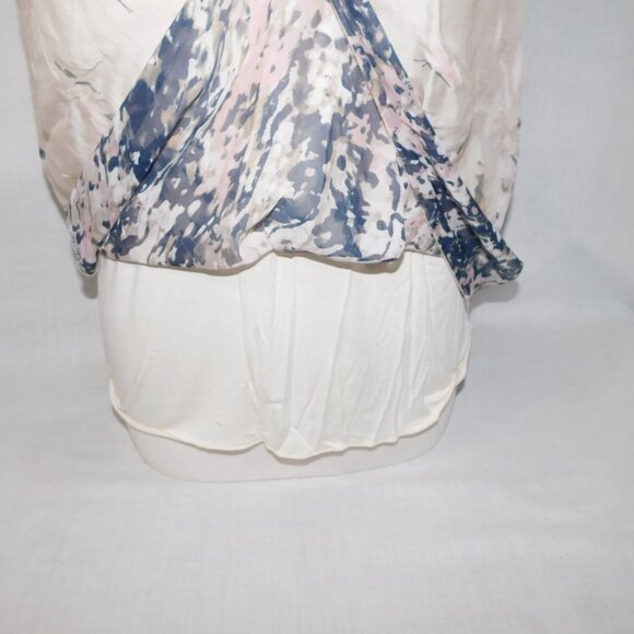 Carla Conti ivory silk abstract butterfly watercolour crochet lace cap sleeve L - Picture 4 of 13